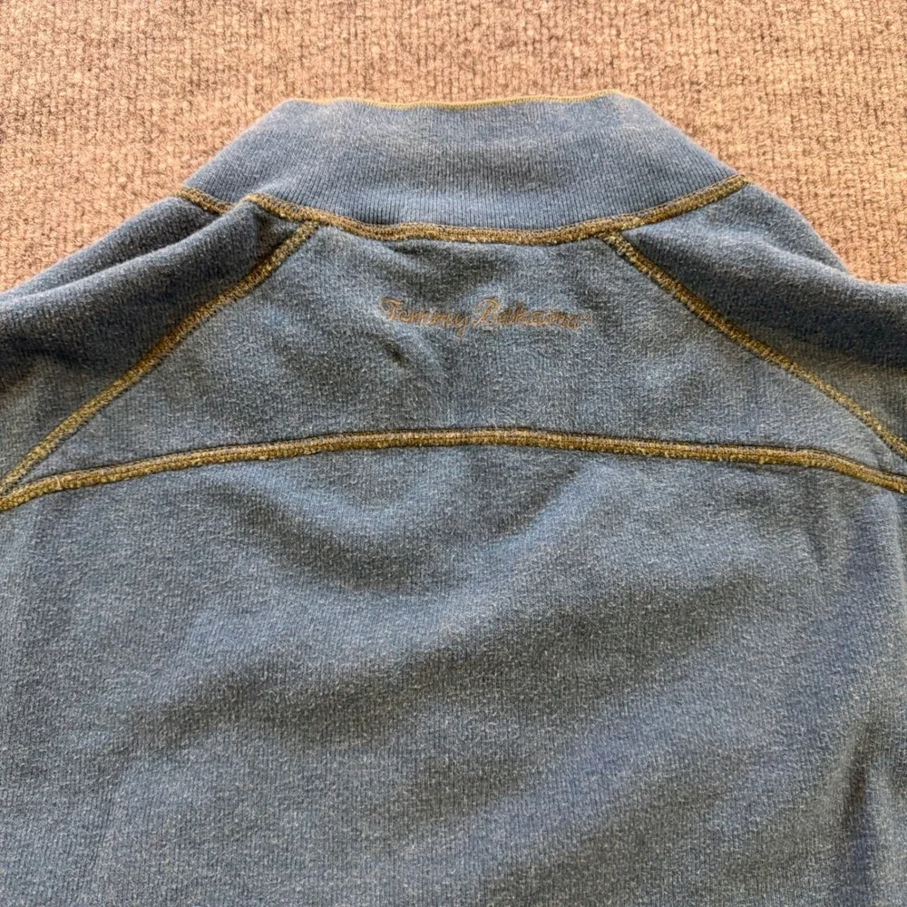 Tommy Bahama Mens Reversible Quarter Zip Pullover Green Blue Sweatshirt XL